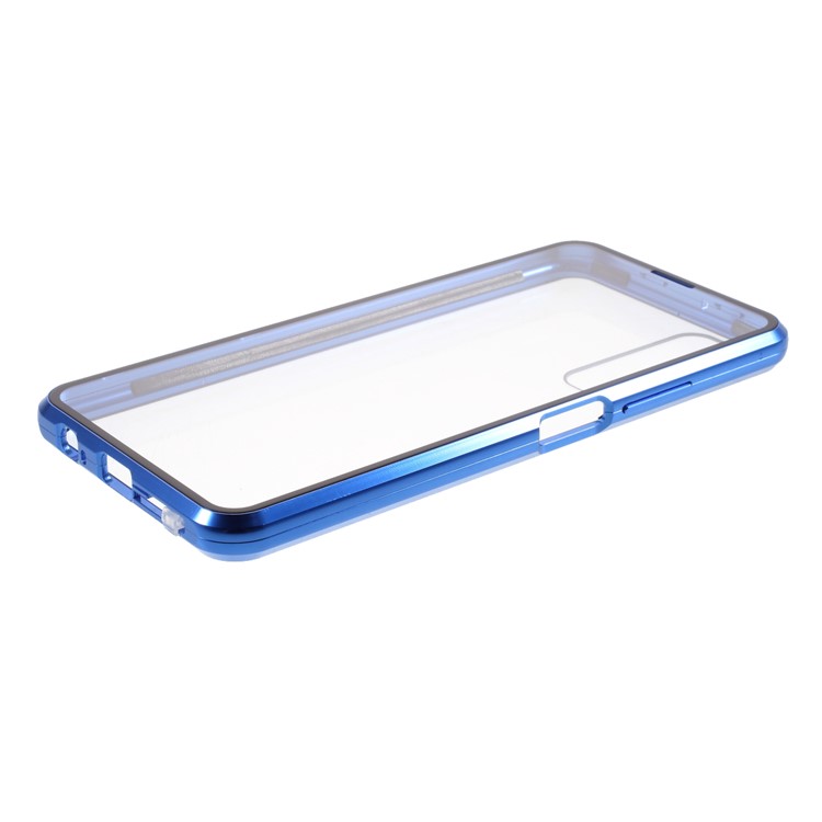 Ultra Clear Double-sided Tempered Glass + Metal Frame Magnetic All-around Protection Phone Case for Huawei P smart 2021 / Y7a - Blue-7