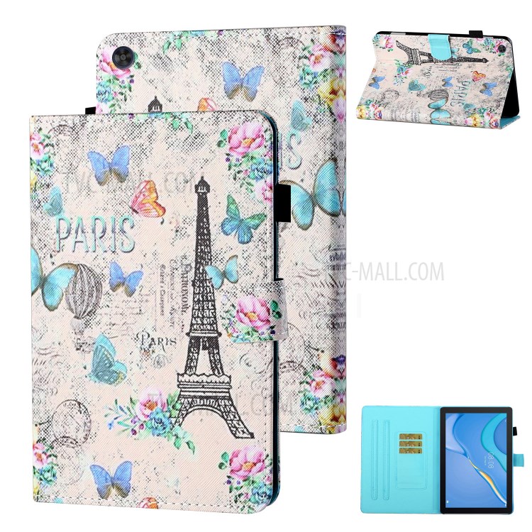 Patterned Leather Card Holder Stand Tablet Casing for Huawei Enjoy Tablet 2/MatePad T10/T10S/Honor Pad 6/Honor Pad X6 - Eiffel Tower-1