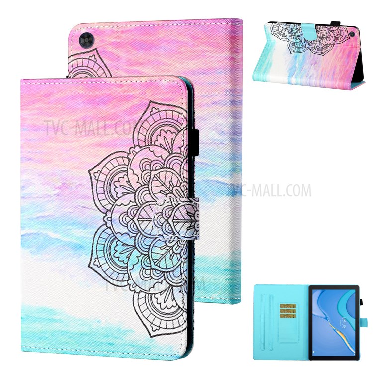 Patterned Leather Card Holder Stand Tablet Casing for Huawei Enjoy Tablet 2/MatePad T10/T10S/Honor Pad 6/Honor Pad X6 - Flower-1