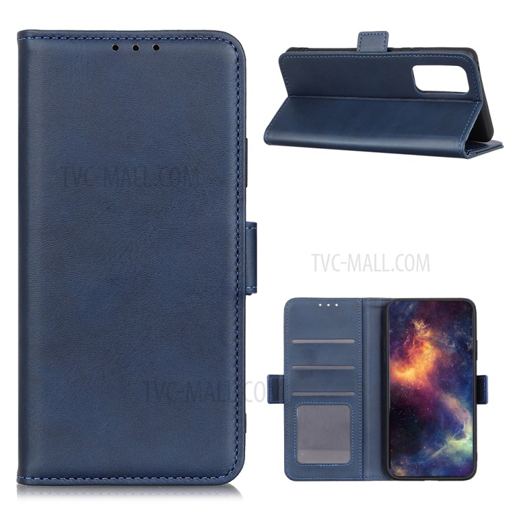 For Honor 10X Lite Magnetic Double Clasp Leather Wallet Case - Blue-1