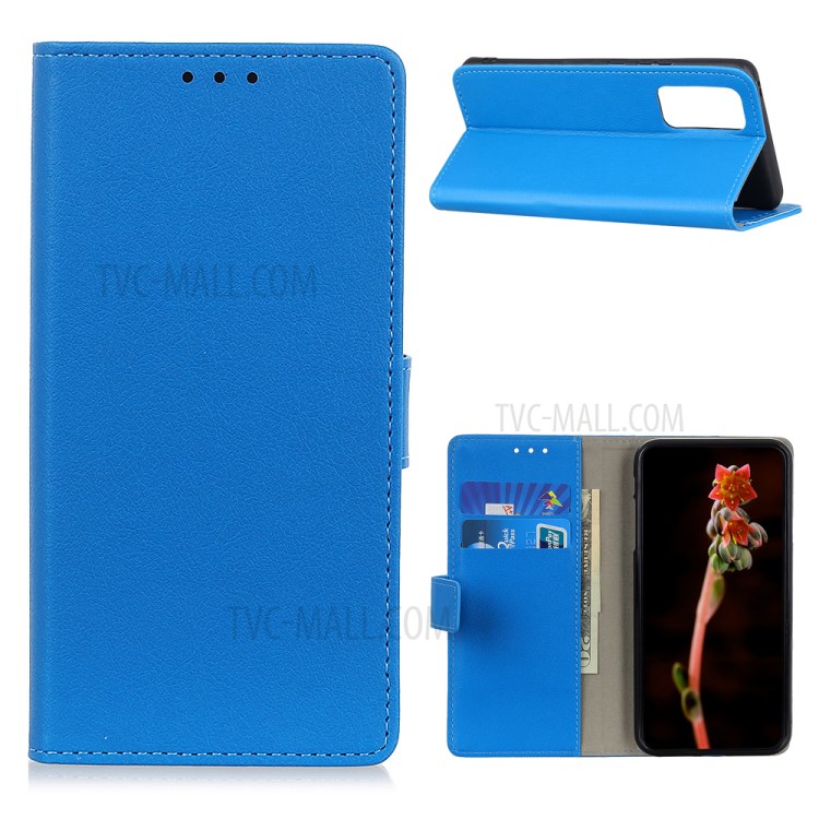 Stand PU Leather Phone Shell for Honor 10X Lite Wallet Flip Cover - Blue-1