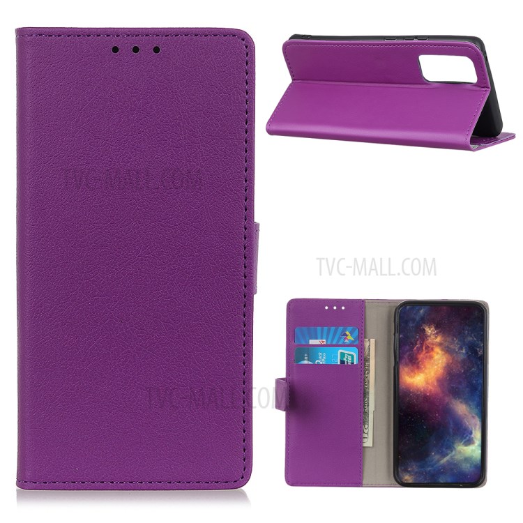 Stand PU Leather Phone Shell for Honor 10X Lite Wallet Flip Cover - Purple-1