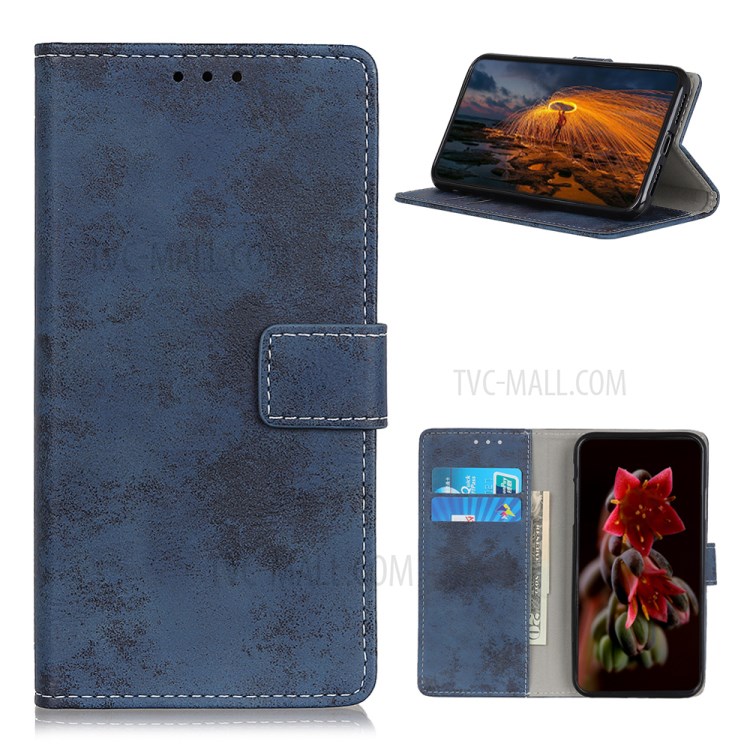 Magnetic Leather Stand Case for Honor 10X Lite Vintage Style Shell - Blue-1