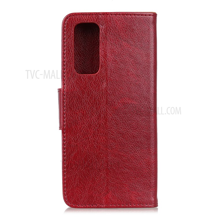 Nappa Texture Split Leather Shell for Honor 10X Lite Wallet Mobile Phone Cover - Red-3