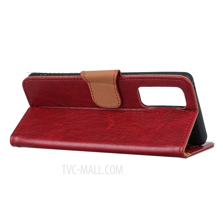Nappa Texture Split Leather Shell for Honor 10X Lite Wallet Mobile Phone Cover - Red-4