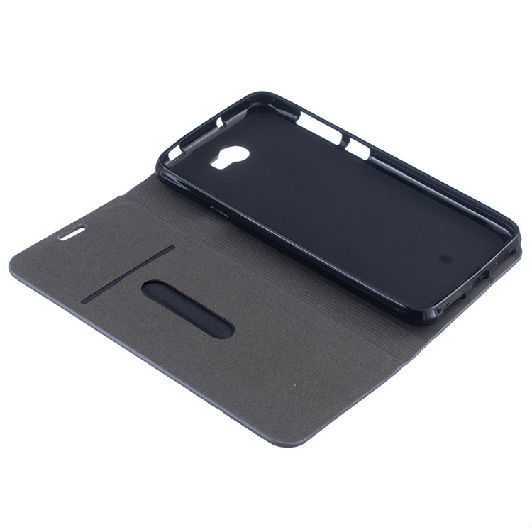 Two-color Linen Texture Leather Stand Case for Huawei Y5II / Y5 II - Dark Grey-7