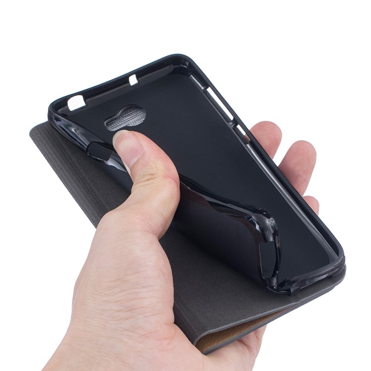 Two-color Linen Texture Leather Stand Case for Huawei Y5II / Y5 II - Dark Grey-8