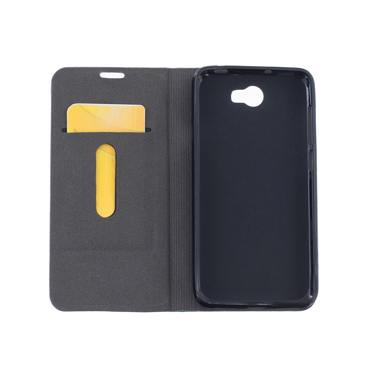 Two-color Linen Texture Leather Stand Case for Huawei Y5II / Y5 II - Dark Grey-9