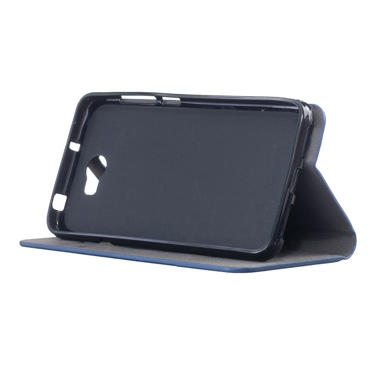 Two-color Linen Texture Leather Phone Case for Huawei Y5II / Y5II - Dark Blue-3