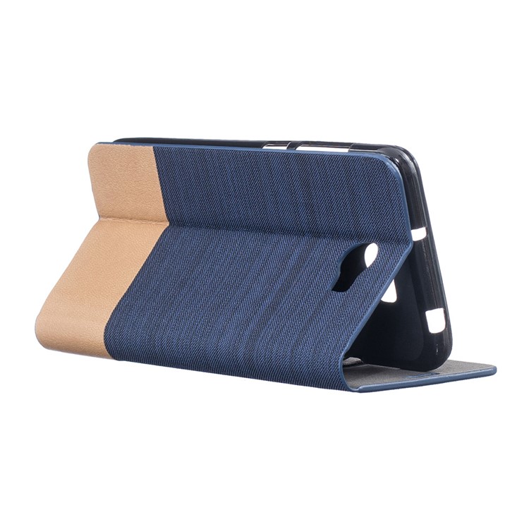 Two-color Linen Texture Leather Phone Case for Huawei Y5II / Y5II - Dark Blue-4