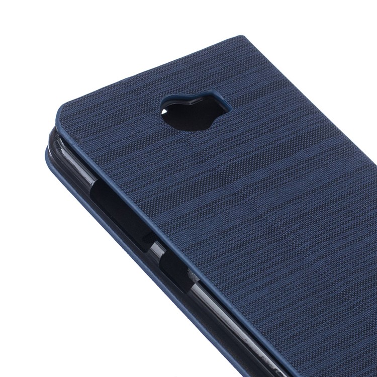 Two-color Linen Texture Leather Phone Case for Huawei Y5II / Y5II - Dark Blue-6
