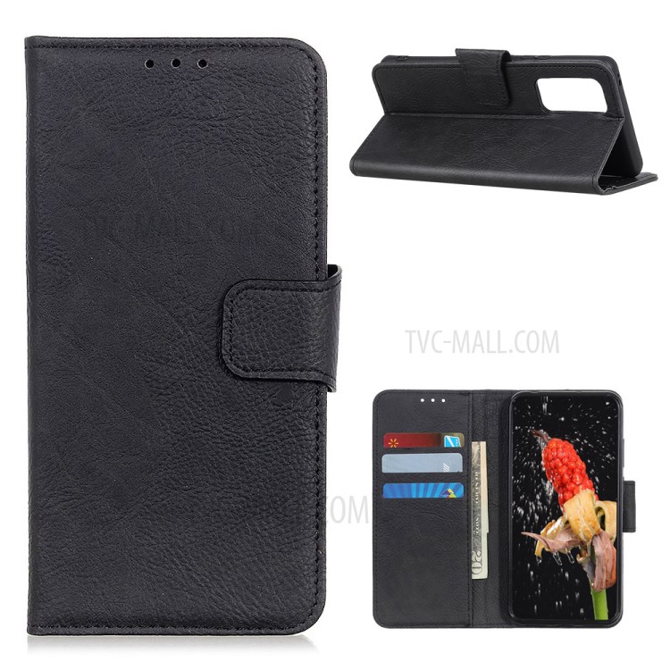 Litchi Texture Shell for Honor 10X Lite PU Leather Wallet Stand Cover - Black-1