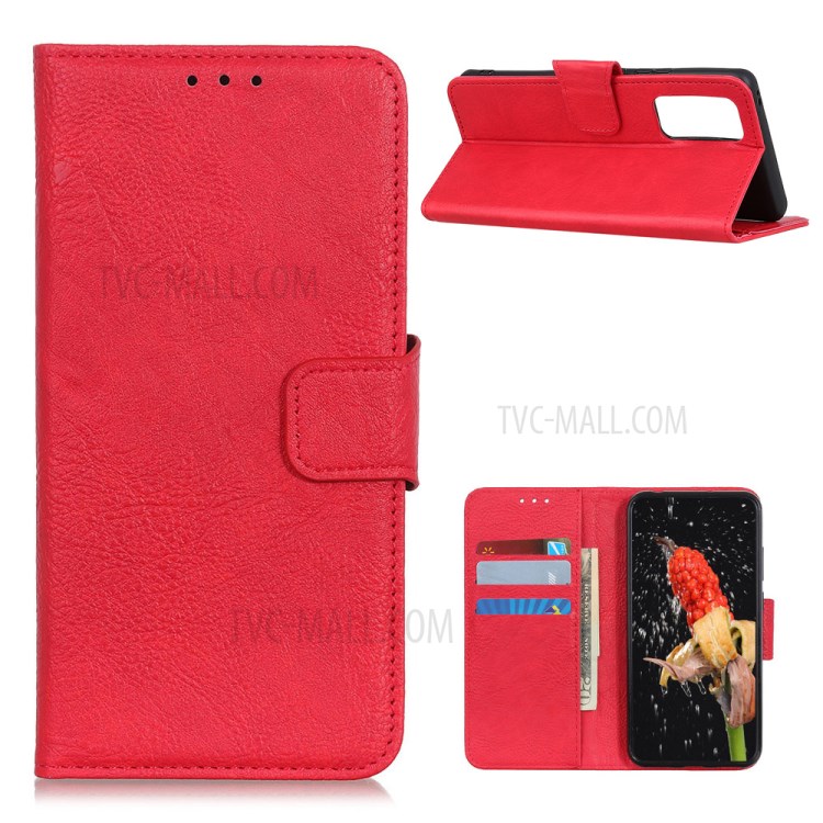 Litchi Texture Shell for Honor 10X Lite PU Leather Wallet Stand Cover - Red-1