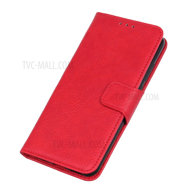 Litchi Texture Shell for Honor 10X Lite PU Leather Wallet Stand Cover - Red-5
