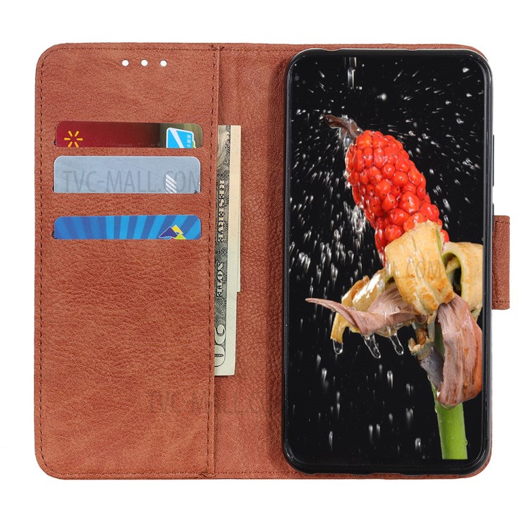 Litchi Texture Shell for Honor 10X Lite PU Leather Wallet Stand Cover - Brown-7