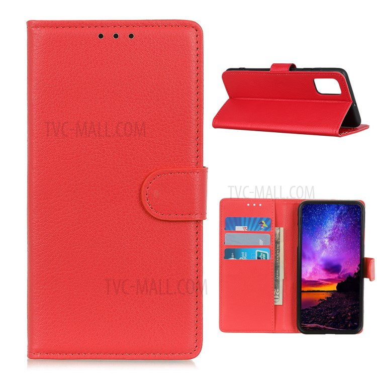 Classic Style Litchi Texture PU Leather Phone Cover Case for Honor 10X Lite - Red-1