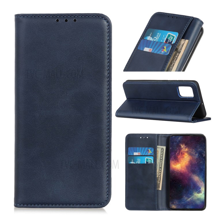 Magnetic Absorption TPU + Split Leather Phone Shell for Honor 10X Lite - Blue-1