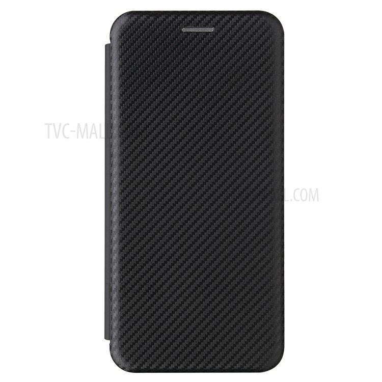 Carbon Fiber Texture Cover Case Auto-absorbed with Card Holder for Huawei Mate 40 - Black-2