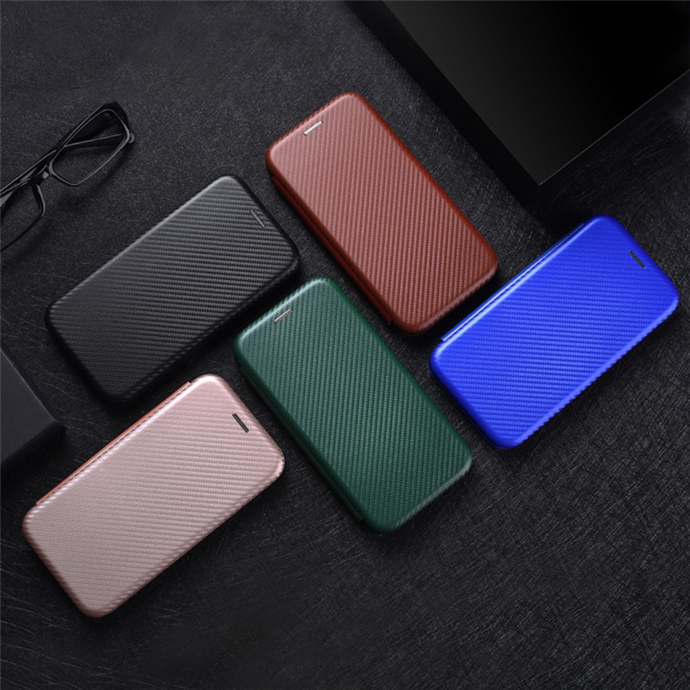 Carbon Fiber Leather Auto-absorbed Cover Case with Card Holder for Huawei Mate 40 Pro - Black-15