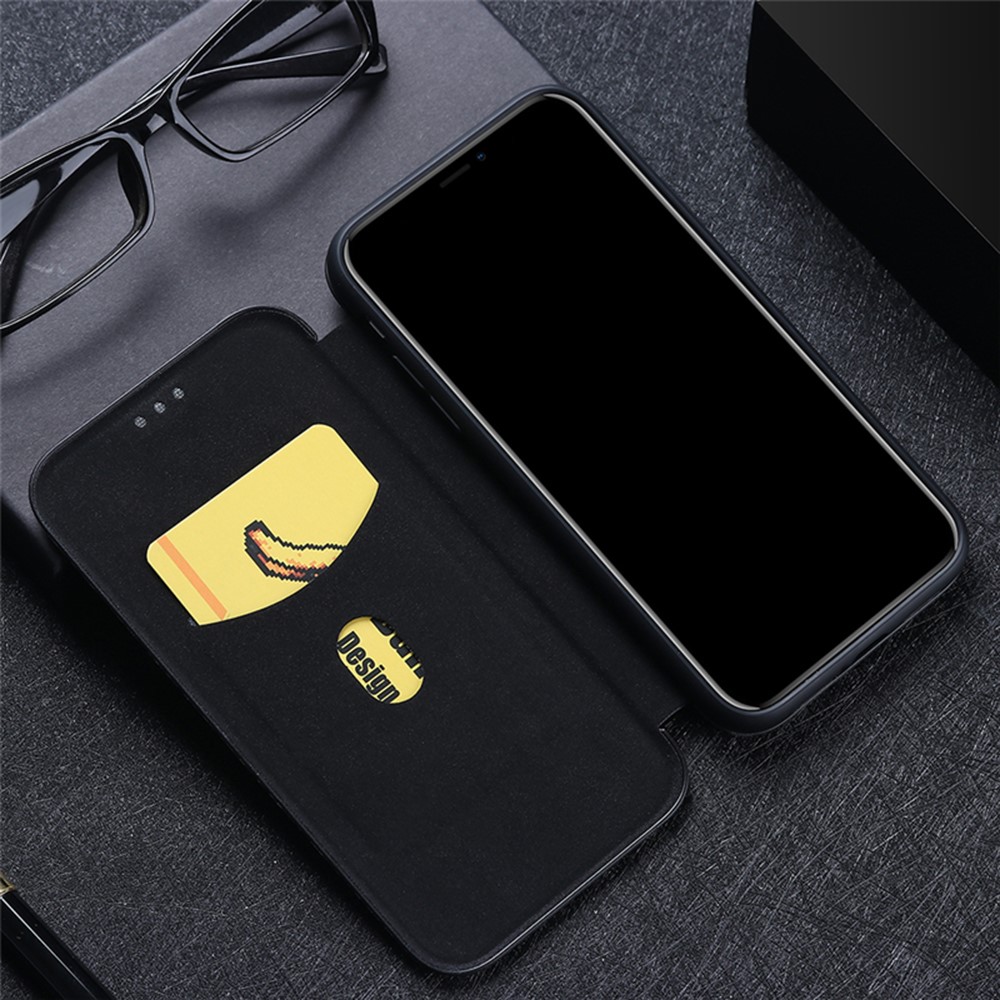 Carbon Fiber Leather Auto-absorbed Cover Case with Card Holder for Huawei Mate 40 Pro - Black-22