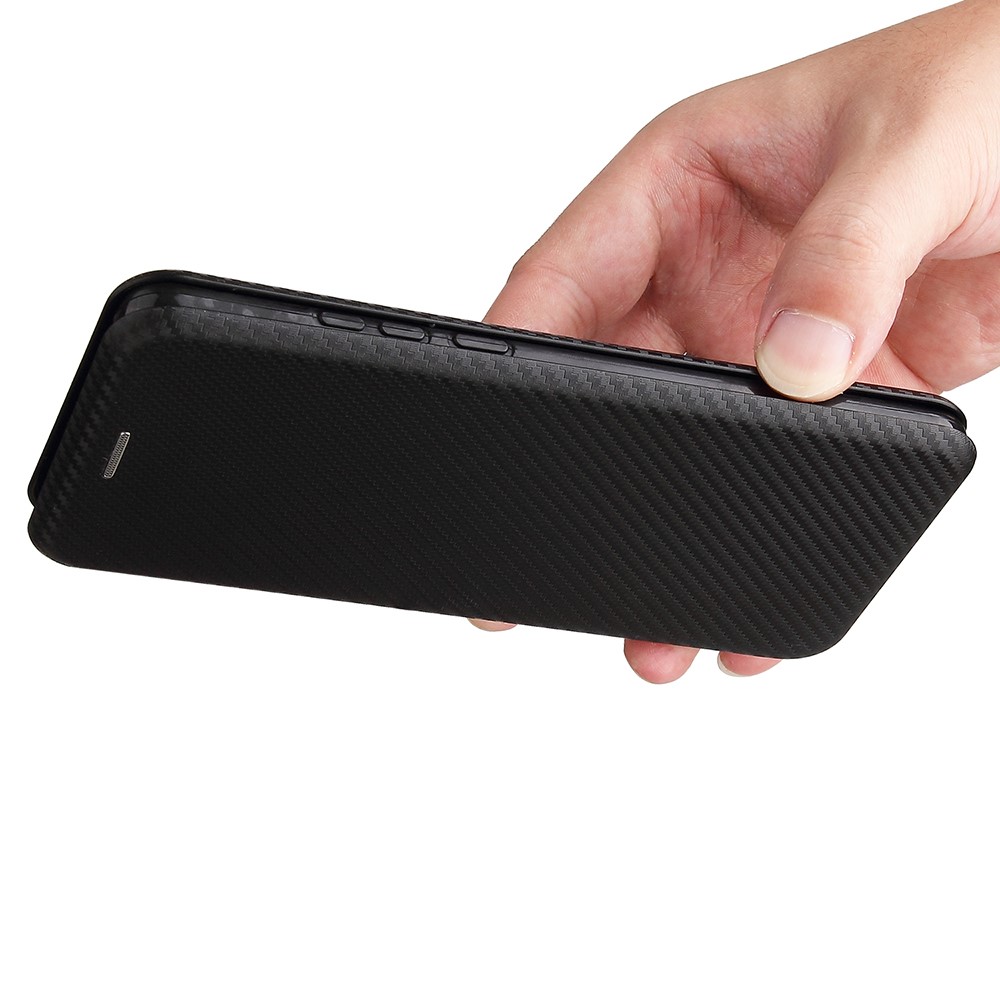 Carbon Fiber Leather Auto-absorbed Cover Case with Card Holder for Huawei Mate 40 Pro - Black-3