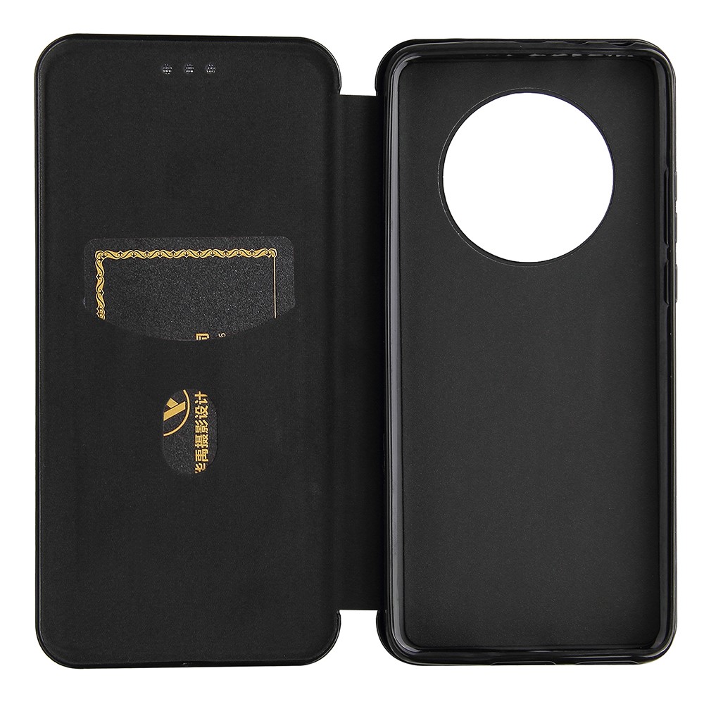 Carbon Fiber Leather Auto-absorbed Cover Case with Card Holder for Huawei Mate 40 Pro - Black-9