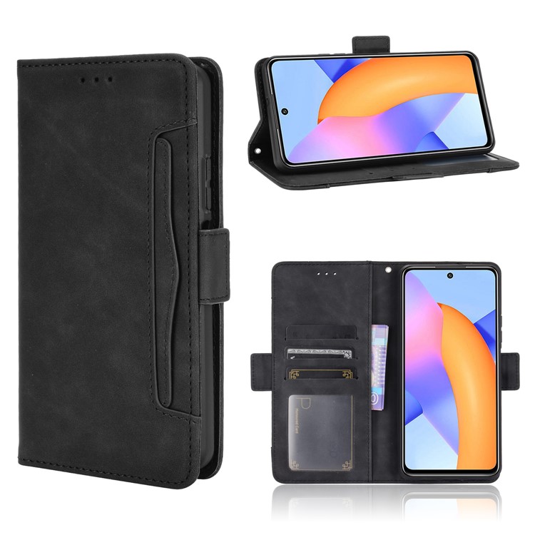 Multiple Card Slots Protective Cover for Honor 10X Lite Stand Leather Case - Black-1