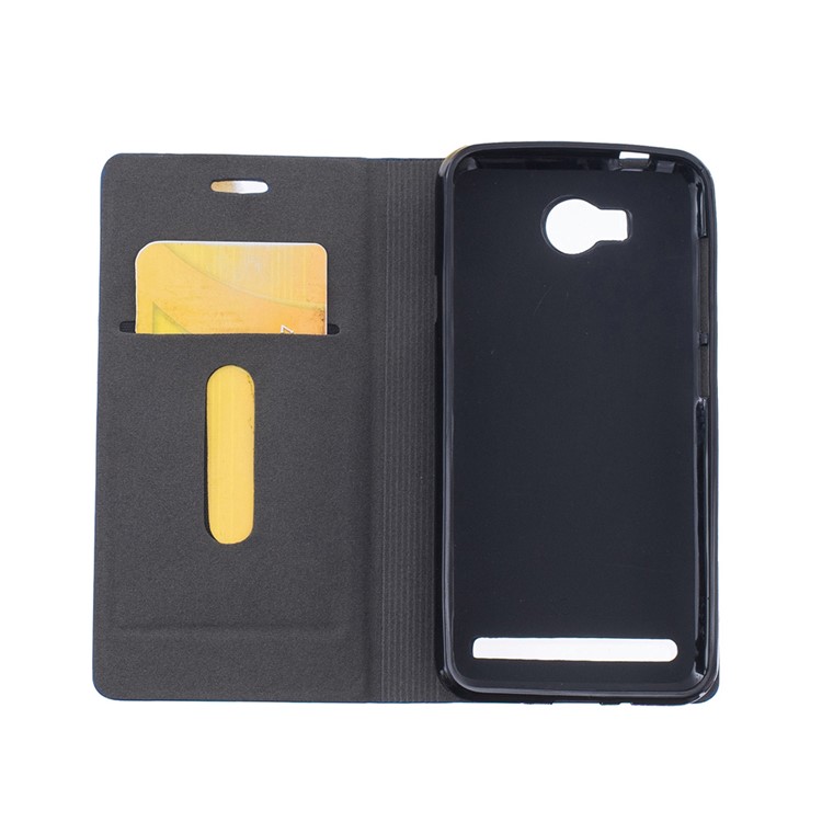 2-tone Linen Leather Card Slot Case for Huawei Y3II / Y3 II - Dark Blue-9
