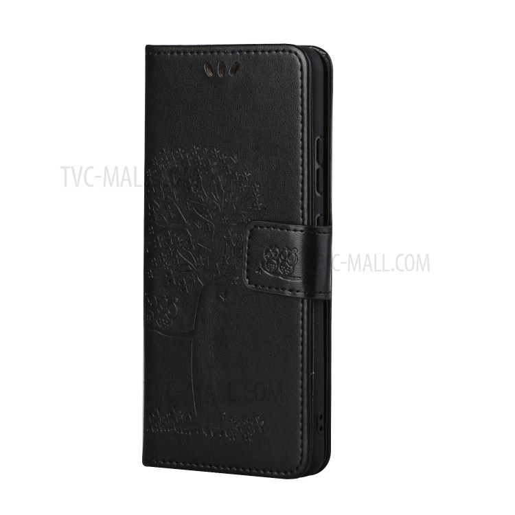 Imprint Tree Owl Wallet Leather Cover Case for Honor 10X Lite - Black-6