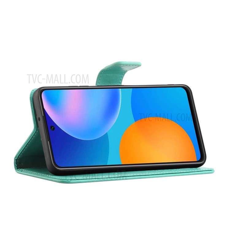 Imprint Tree Owl Wallet Leather Cover Case for Honor 10X Lite - Cyan-4
