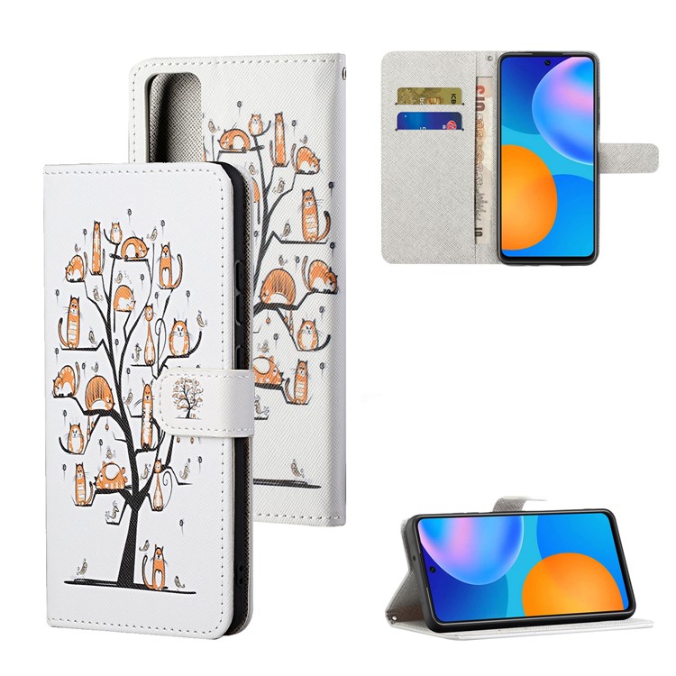 Printing Cross Texture Newly Case Stand Protector Leather Cover for Honor 10X Lite - Animal and Tree-1