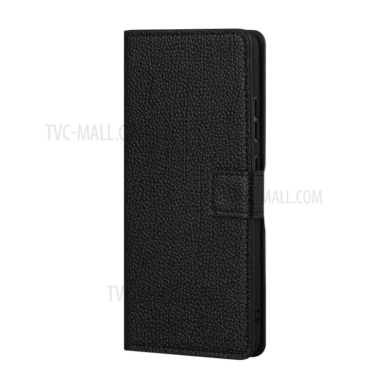 Litchi Texture Auto-absorbed Leather Wallet Case for Honor 10X Lite - Black-4
