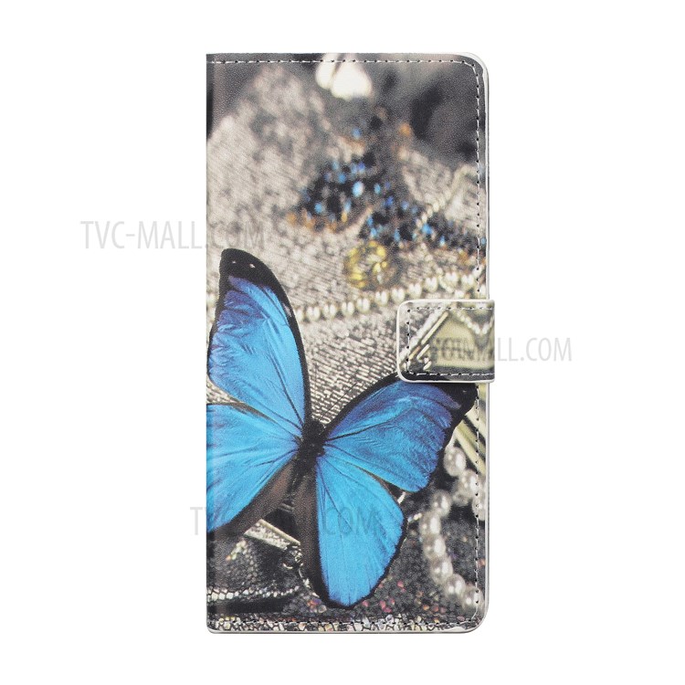 Wallet Stand Leather Pattern Printing Protective Case for Honor 10X Lite - Blue Butterfly-2