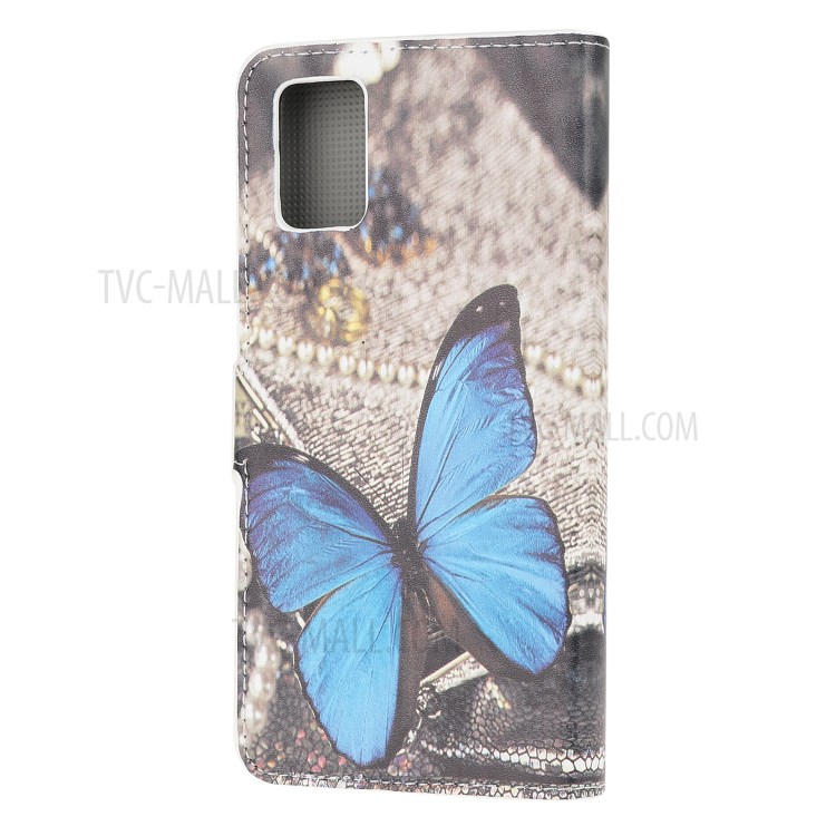 Wallet Stand Leather Pattern Printing Protective Case for Honor 10X Lite - Blue Butterfly-4