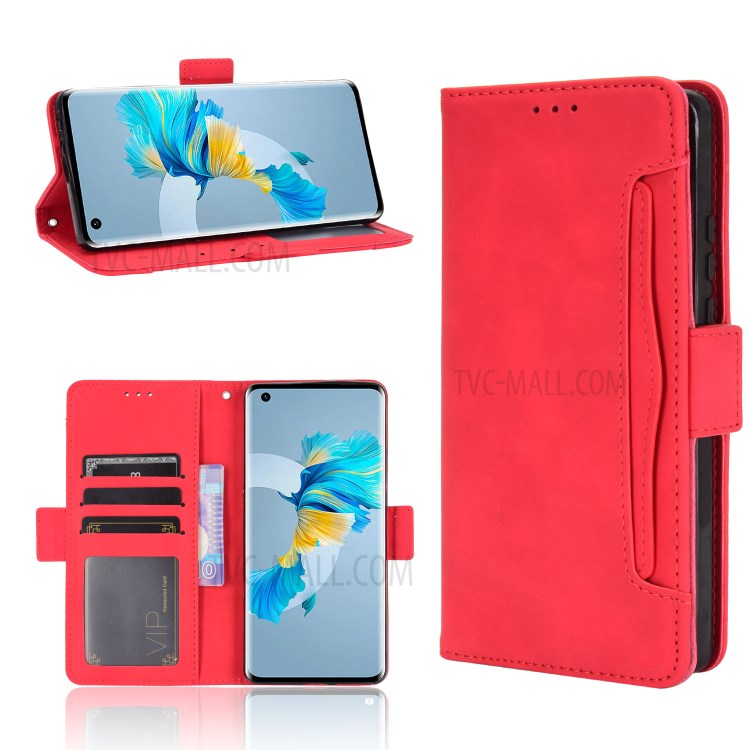 Multiple Card Slots Wallet Case Stand Leather Shell for Huawei Mate 40 - Red-1