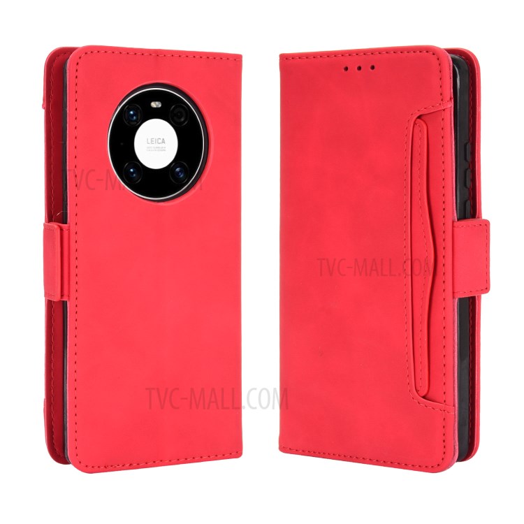 Multiple Card Slots Wallet Case Stand Leather Shell for Huawei Mate 40 - Red-2