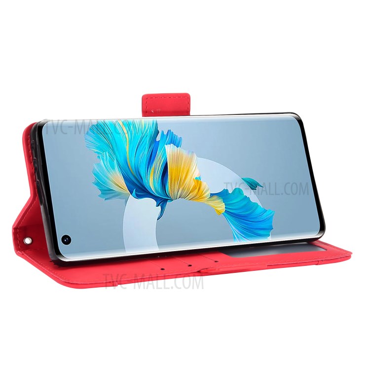 Multiple Card Slots Wallet Case Stand Leather Shell for Huawei Mate 40 - Red-6