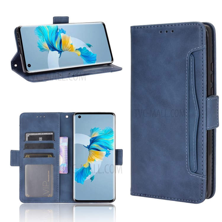 Multiple Card Slots Wallet Case Stand Leather Shell for Huawei Mate 40 - Blue-1
