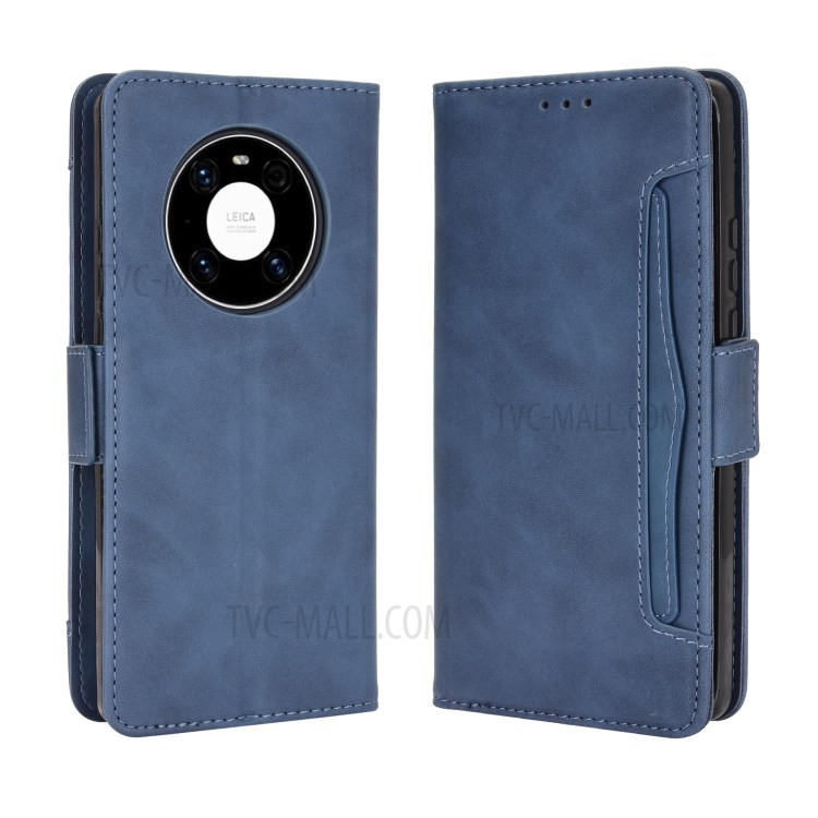 Multiple Card Slots Wallet Case Stand Leather Shell for Huawei Mate 40 - Blue-2