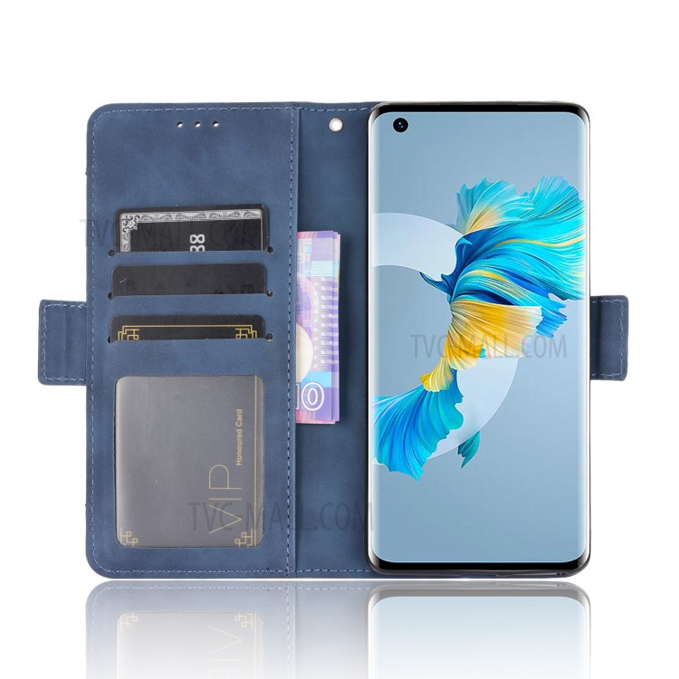 Multiple Card Slots Wallet Case Stand Leather Shell for Huawei Mate 40 - Blue-5