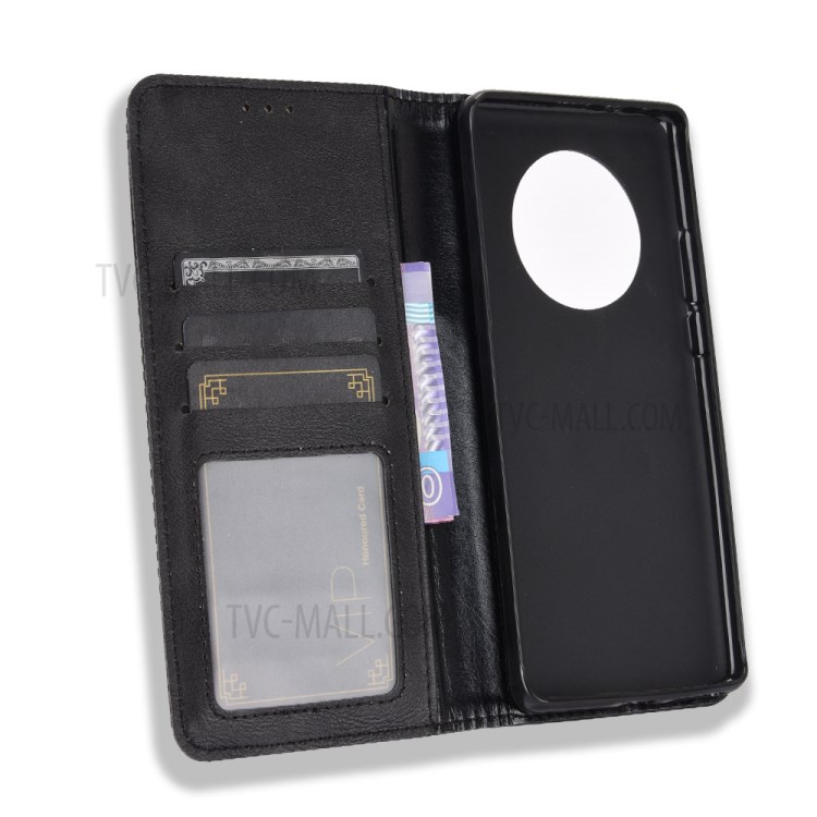 Magnetic Vintage Style Phone Case Wallet Stand Leather Cover for Huawei Mate 40 - Black-3