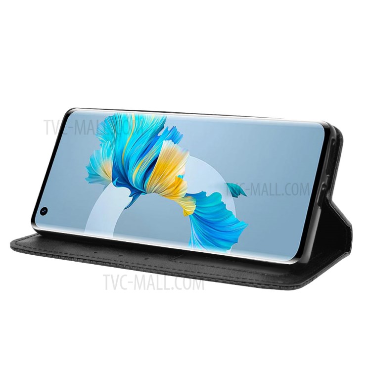 Magnetic Vintage Style Phone Case Wallet Stand Leather Cover for Huawei Mate 40 - Black-5