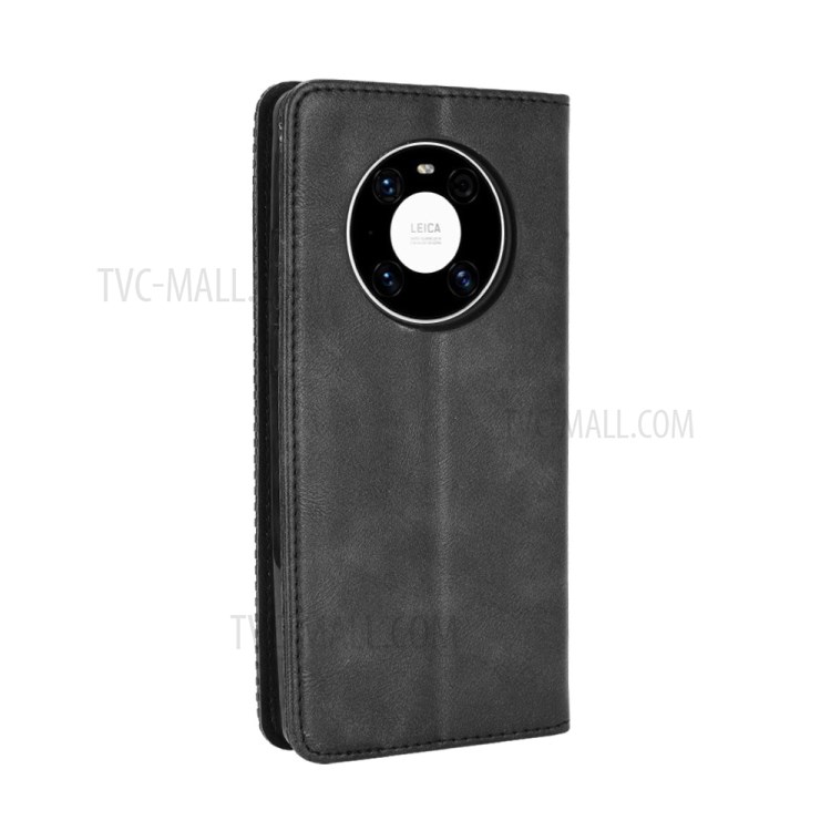 Magnetic Vintage Style Phone Case Wallet Stand Leather Cover for Huawei Mate 40 - Black-6
