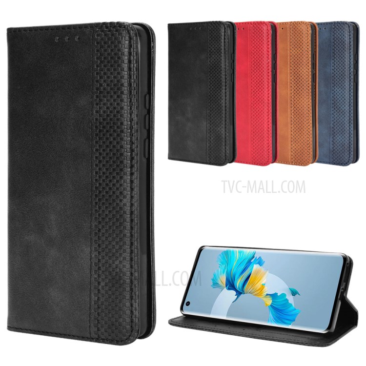 Magnetic Vintage Style Phone Case Wallet Stand Leather Cover for Huawei Mate 40 - Black-9