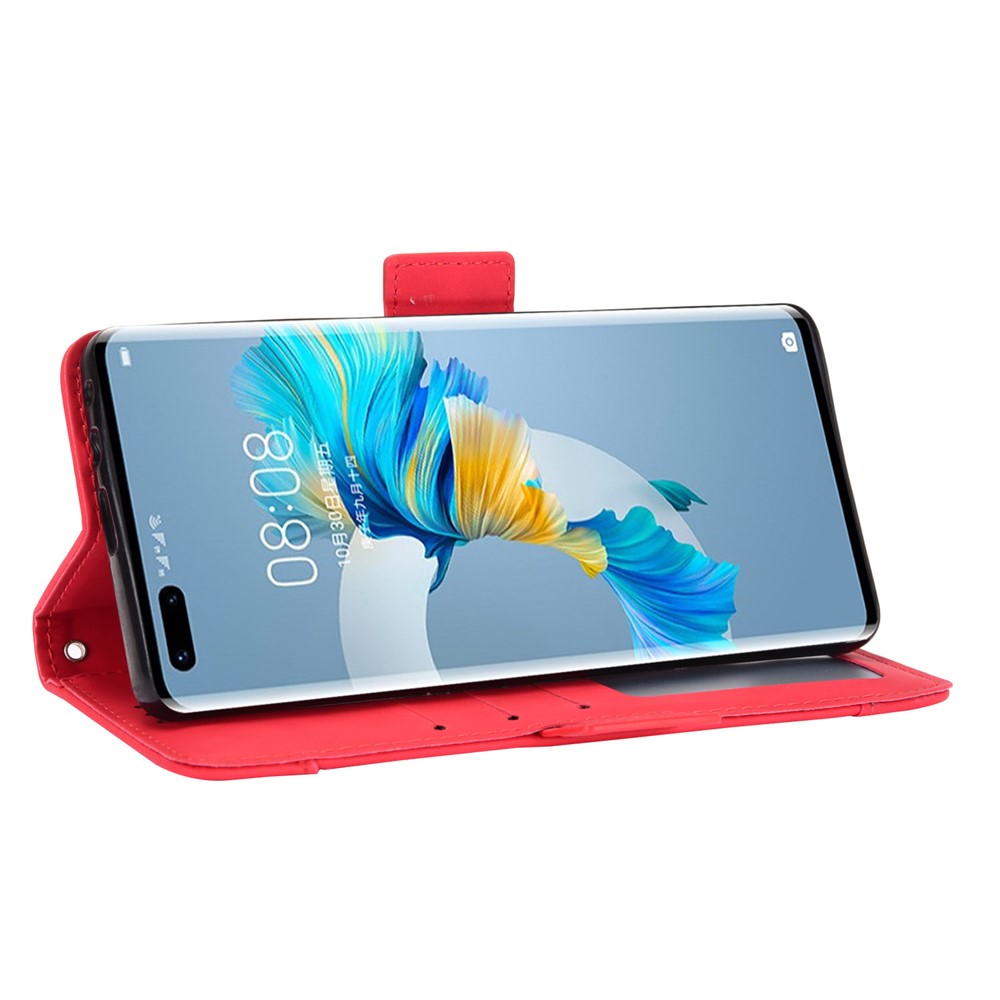 Multiple Card Slots Wallet Case Stand Leder Shell Für Huawei Mate 40 Pro - Rot-6