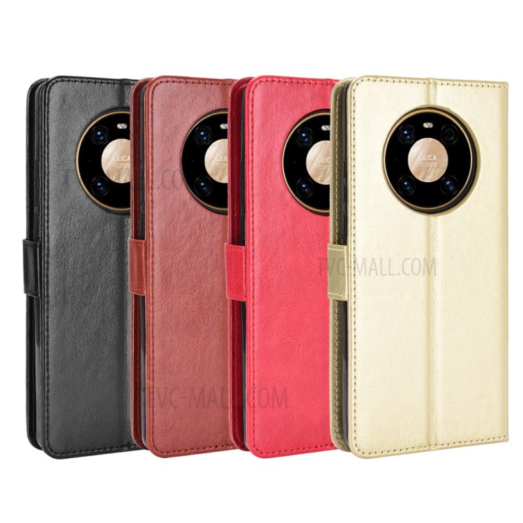 Crazy Horse Wallet Stand Leather Shell with Strap for Huawei Mate 40 Pro - Black-11