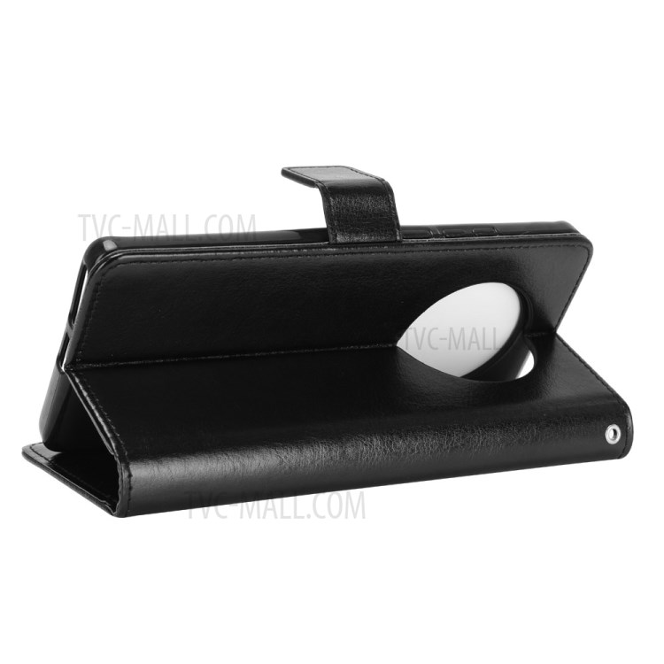 Crazy Horse Wallet Stand Leather Shell with Strap for Huawei Mate 40 Pro - Black-5