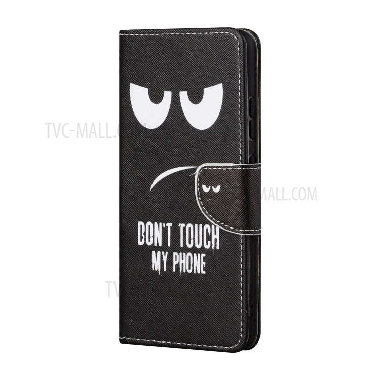Pattern Printing Cross Texture Leather Wallet Phone Stand Protective Case for Honor 10X Lite - Don't Touch My Phone-3
