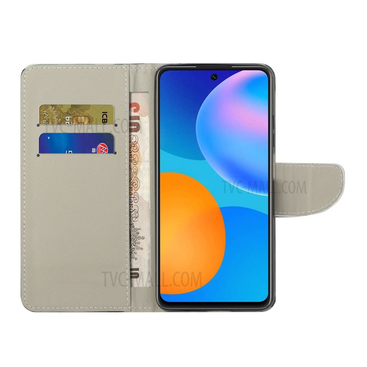 Pattern Printing Cross Texture Leather Wallet Phone Stand Protective Case for Honor 10X Lite - Owls-6