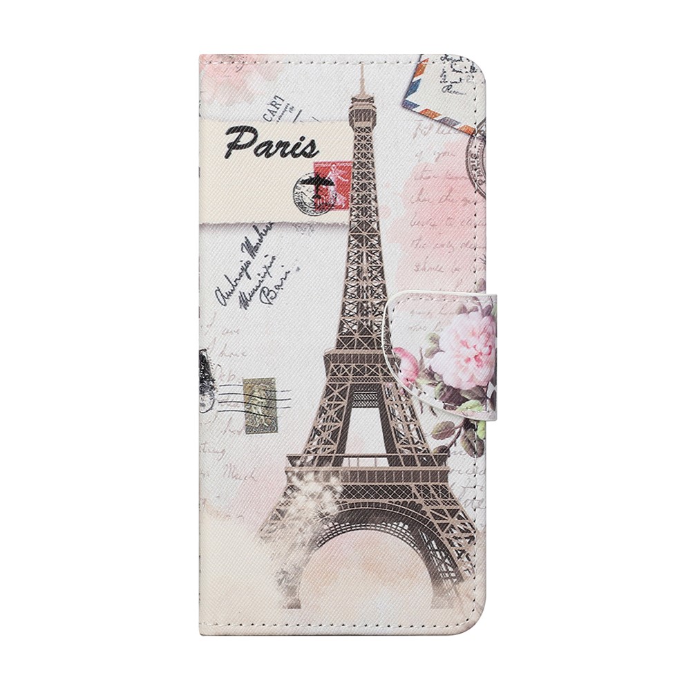 Pattern Printing Cross Texture Leather Wallet Phone Stand Protective Case for Honor 10X Lite - Tower-2